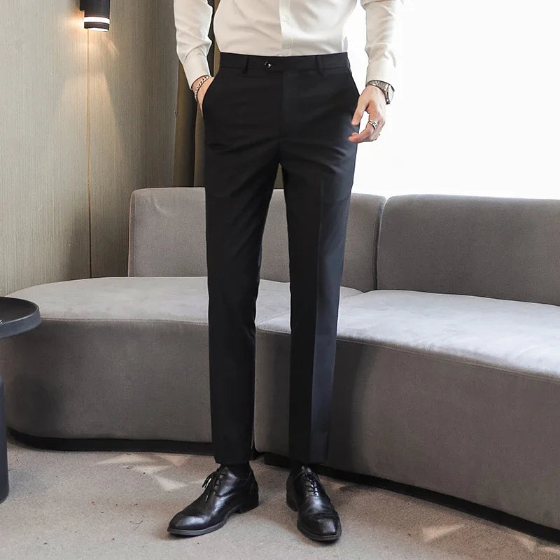 Pantalons formels hommes 2024 nouveau élégant homme bureau travail pantalon décontracté élastique coton pantalon hommes 17 couleurs pantalons Hombre
