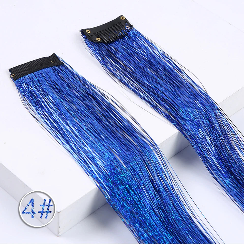 Colorful curly synthetic hair extensions for girls, long clip-in hairpiece, multicolored party strands, wig piece, for women and children