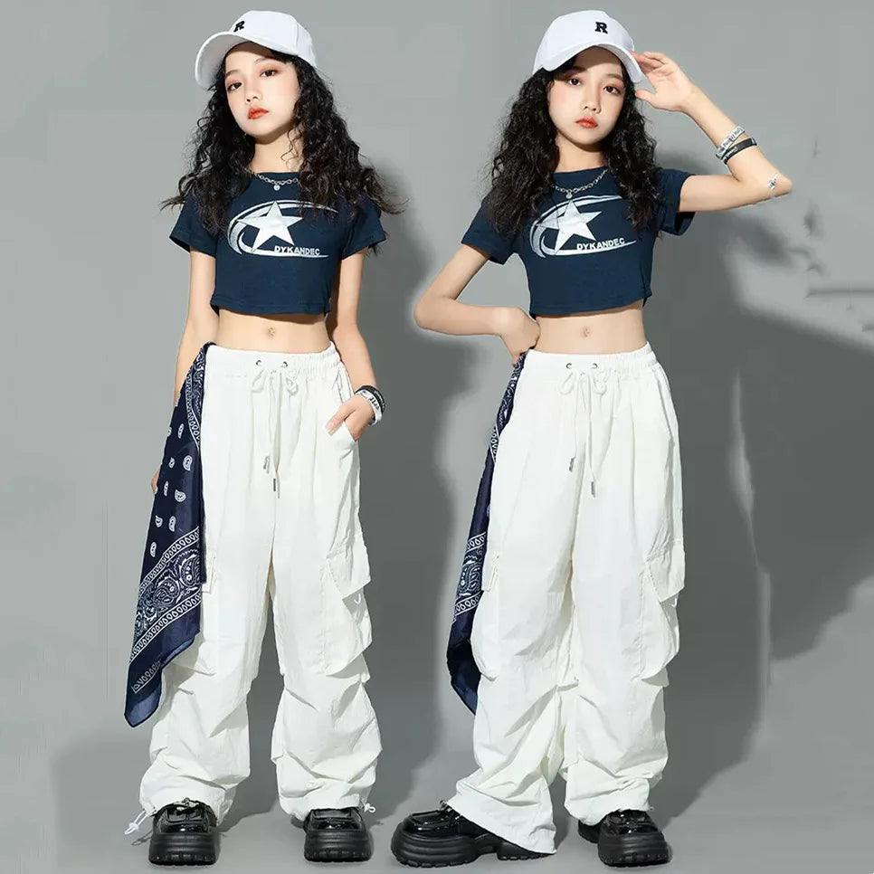Pantalon de jogging Hip Hop pour enfants de 5 à 14 ans, Cargo pour filles, pantalon droit pour adolescentes, taille haute, Vintage, décontracté, Streetwear, Baggy