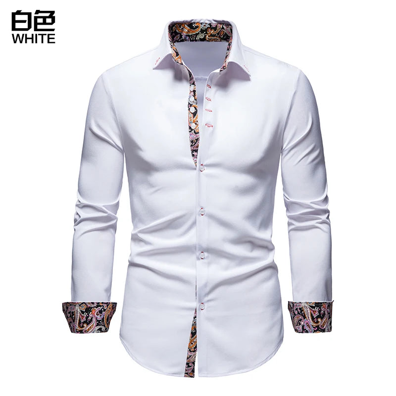 Chemise homme avec col chemises blanches homme manches longues chemises homme polos pour hommes marques célèbres Camisa Social Masculina