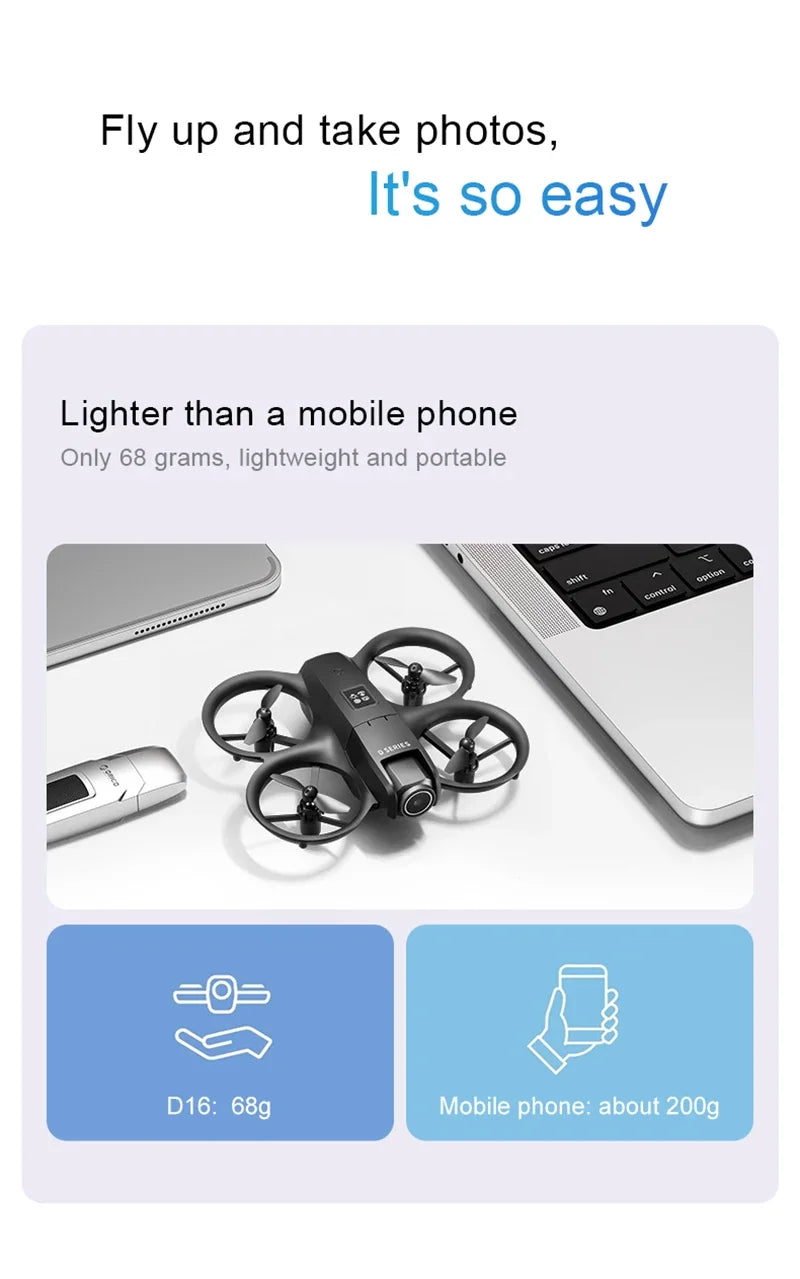 Xiaomi D16 Drone 8K HD double caméra réglable électriquement débit optique évitement d'obstacles quadrirotor télécommandé 15000M