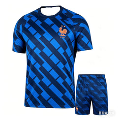 Nouvel ensemble de t-shirts pour hommes 2026 - Maillot de l'équipe nationale française - Tenue d'entraînement d'été - Haut de sport pour adulte - Short