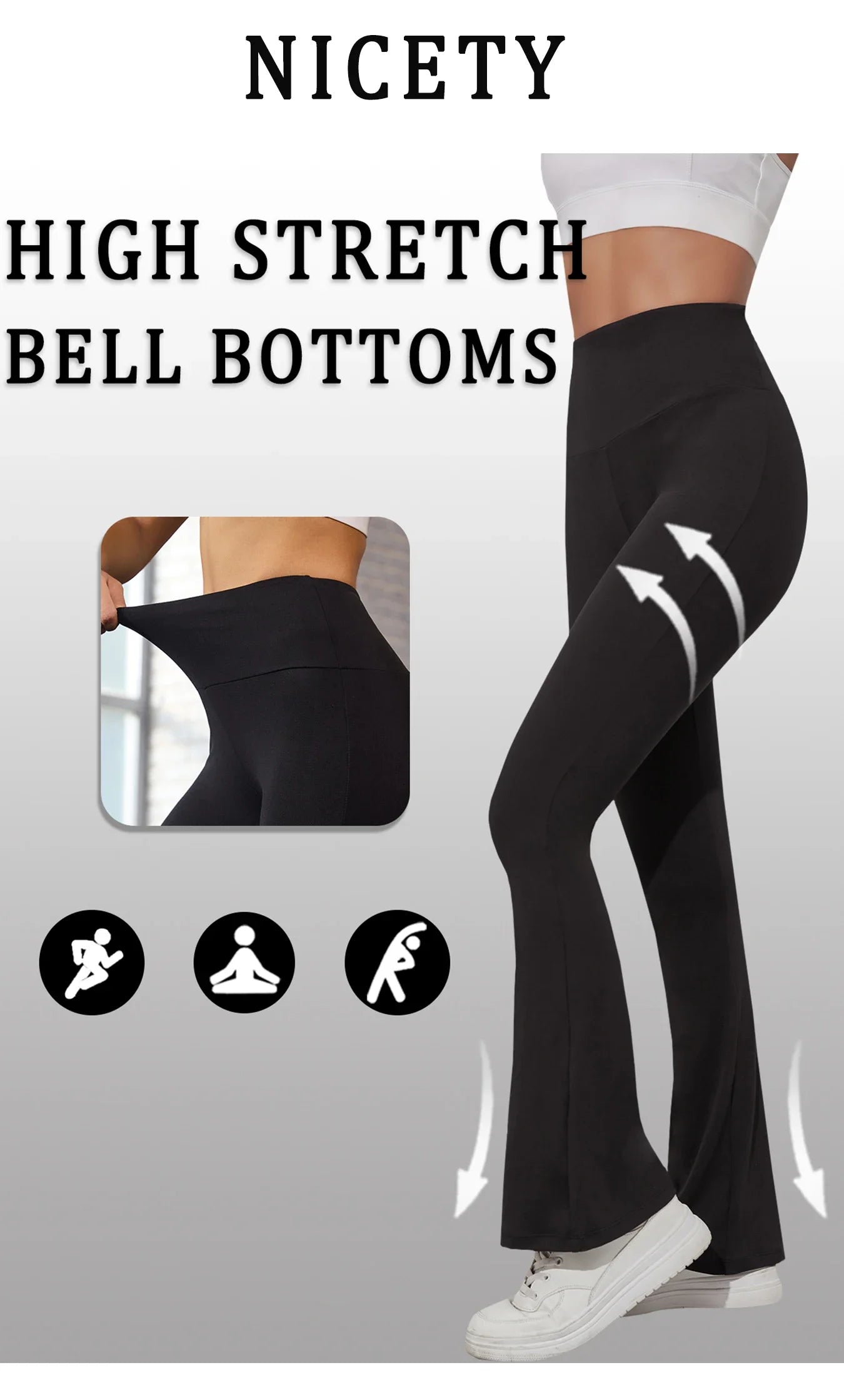 Pantalon évasé Super doux pour femmes, taille haute, contrôle du ventre, Leggings de Yoga, bas de cloche