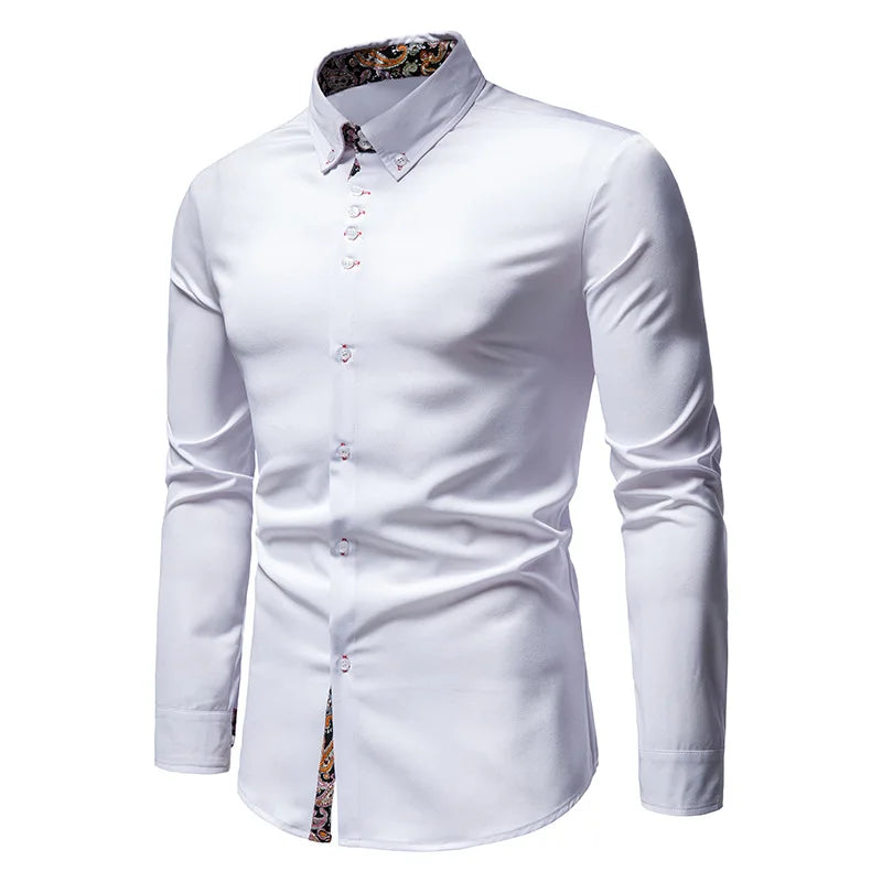 Chemise homme avec col chemises blanches homme manches longues chemises homme polos pour hommes marques célèbres Camisa Social Masculina