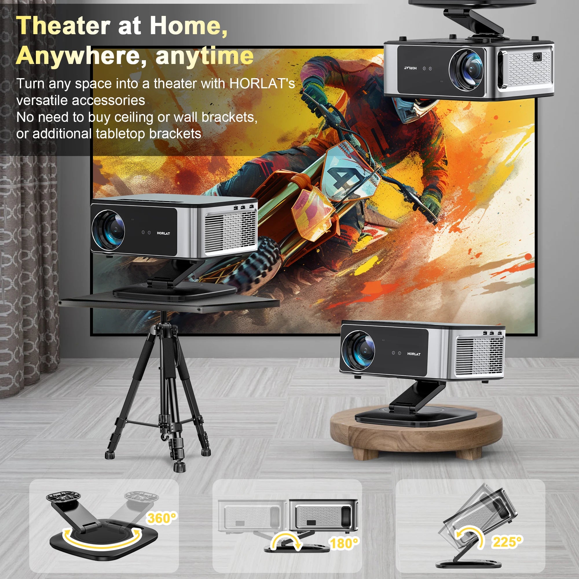 2025 Horlat 45000 Lumens 4K UHD projecteur Laser TOF Focus Android 12 WiFi 1080P Full HD projecteur de cinéma maison pour Netflix