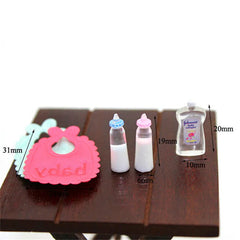 1:12 scale dollhouse, miniature baby bottles, bib and shampoo set, nursery accessory, gift
