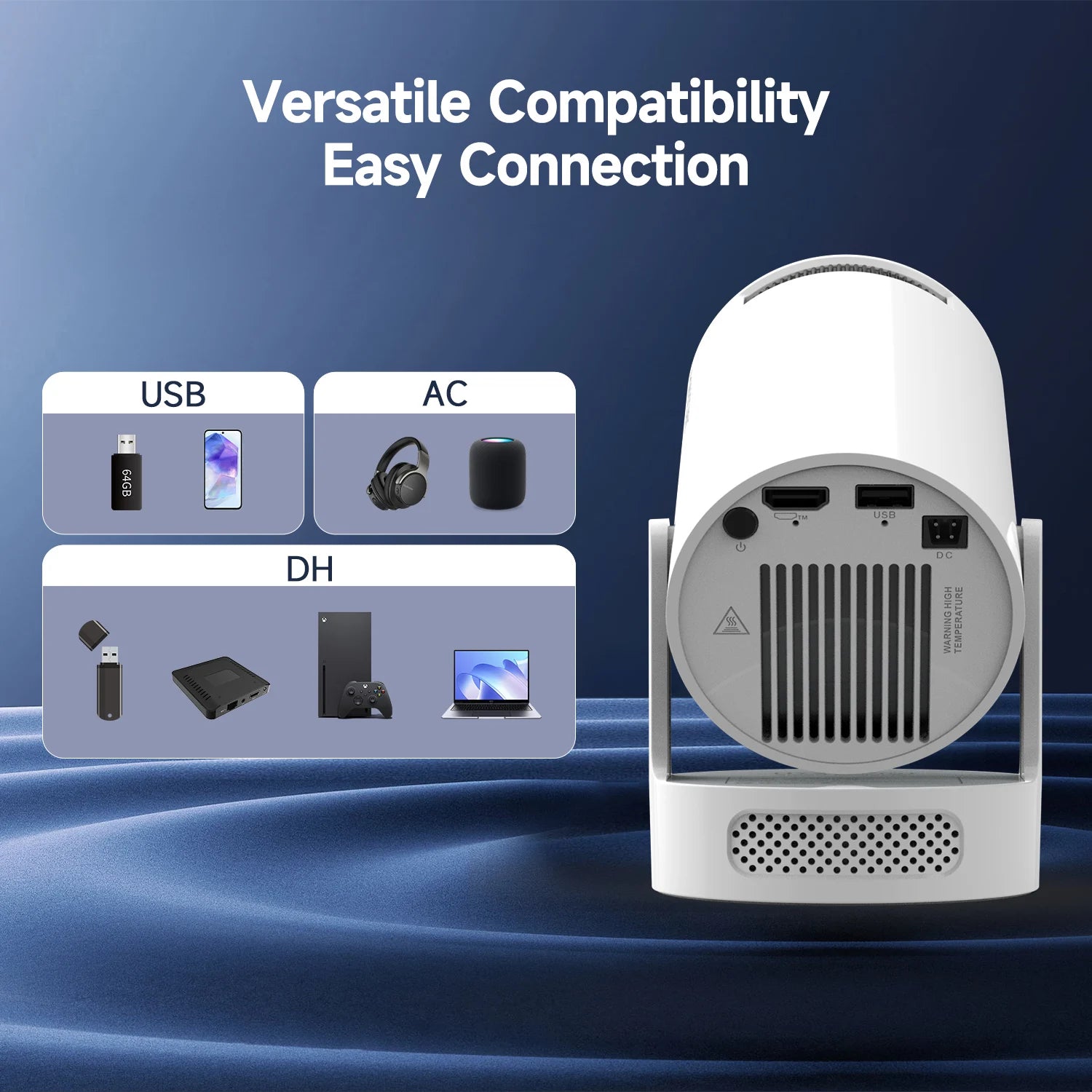 Magcubic HY300 Pro + projecteur 4K 720P avec haut-parleur 5W Android 11 8000 Lumens WiFi 6 BT5.4 projecteur de cinéma maison vidéo extérieure