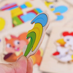 3 PCs couleur aléatoire Puzzle 3D jouets éducation précoce en bois Cartoon Animal Puzzle Puzzle infantile Puzzle Conseil jouets