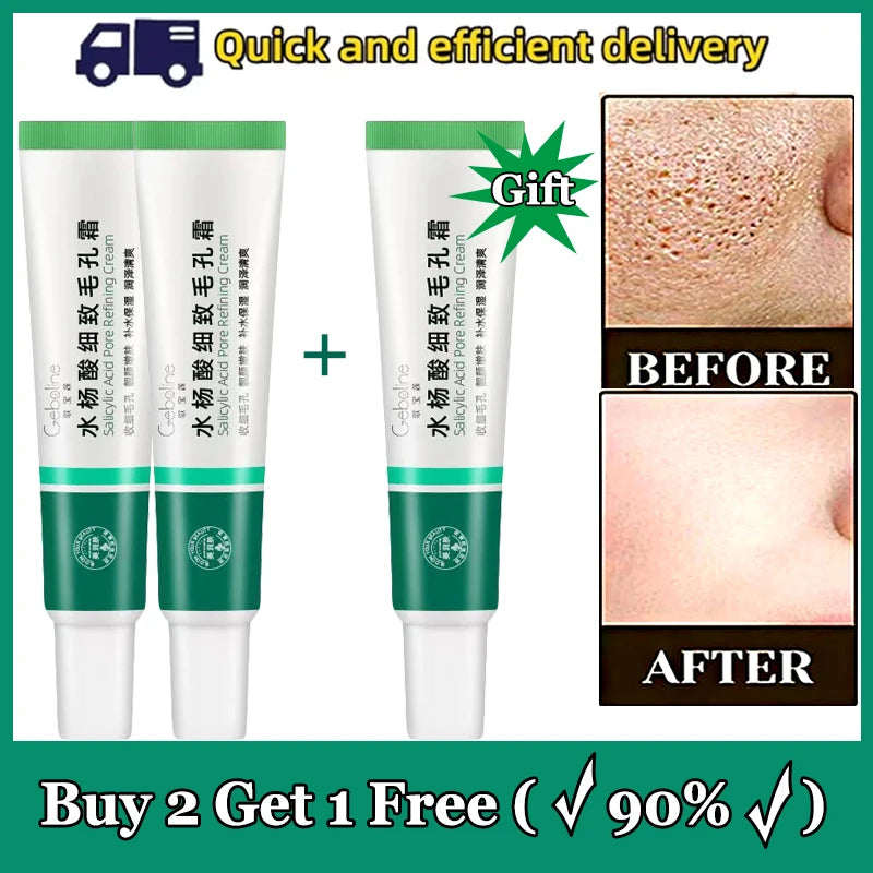 Crème rétrécissante pour les pores à l'acide salicylique, élimine les grands Pores, sérum, élimine les points noirs, répare l'acné, raffermissement, soins pour la peau, cosmétiques