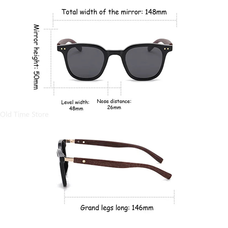 Lunettes De soleil classiques à jambes miroir en Grain De bois pour hommes, petite monture carrée, lunettes De haute qualité pour femmes, UV400 Oculos De Sol