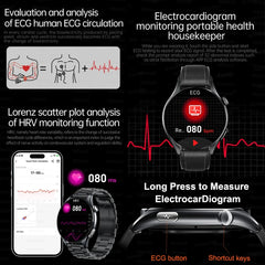 2025New surveillance de la santé acide uric pression artérielle oxygène sanguin analyse du corps montre intelligente ECG + PPG horloge montres intelligentes hommes pour IOS