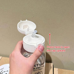 Bouteille d'Eau en Plastique avec Paille, Simple, Grande Capacité, Portable, Degré de Chute, Tasse Portable, Dessin Animé, Ventouse de Glace