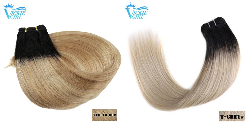 Straight Human Hair Weft Bundles Ombre Blonde Human Hair Extensions 100g/piece 16"-28" Skin Color Remy Straight Double Weft