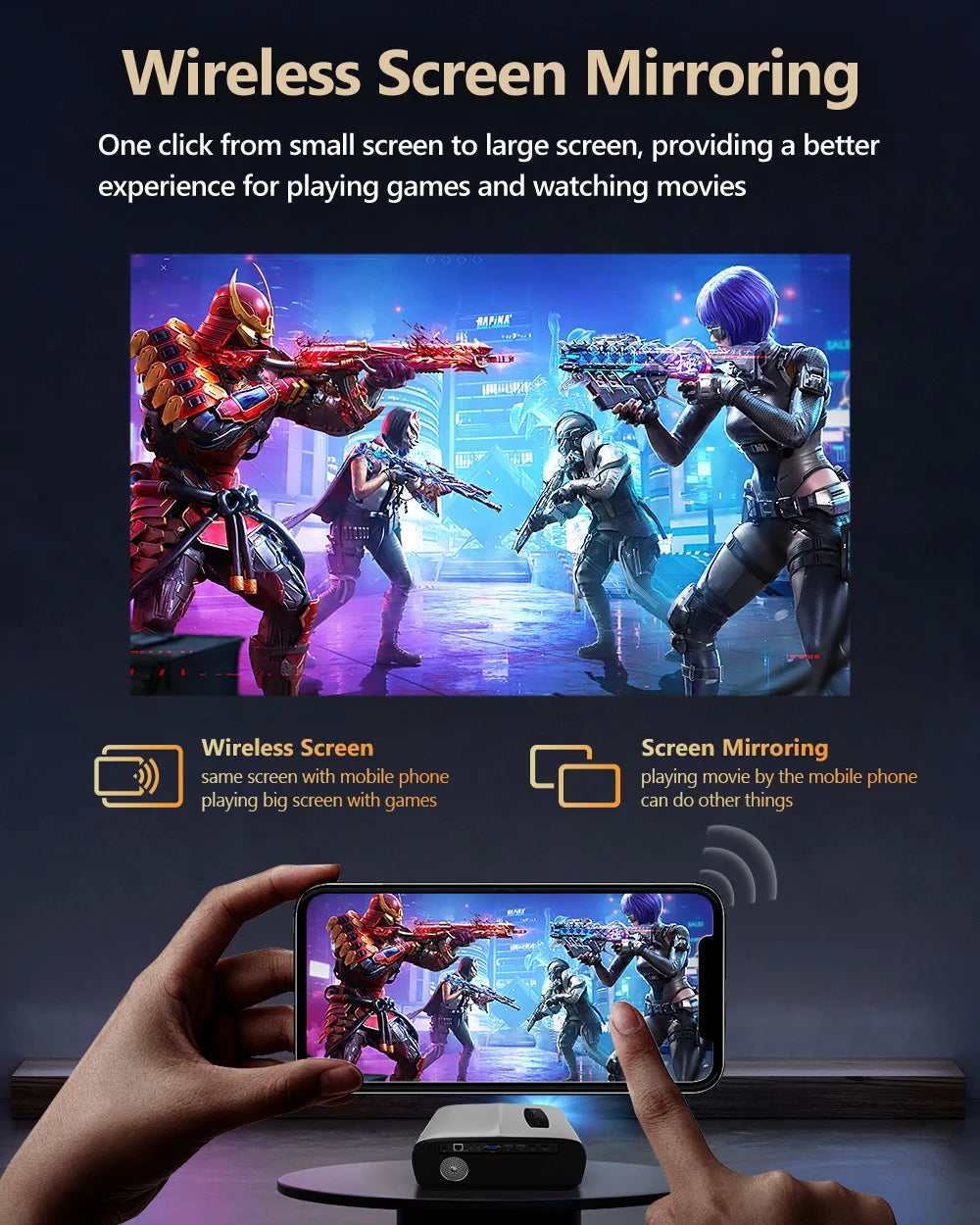 Projecteur Android Smart TV 4K projecteur de lumière du jour à mise au point automatique pour films Home cinéma WIFI 6 projecteur de faisceau ANSI 3000 avec karaoké