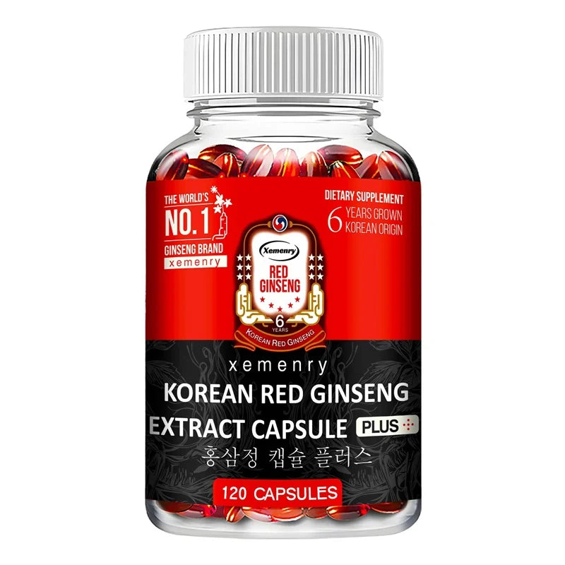 Supplément coréen au ginseng rouge – Soutient la santé globale, augmente la production énergétique, soulage le stress – 120 pièces