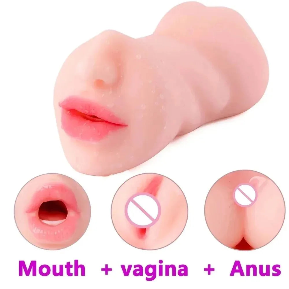 Adult male sex toy, airplane cup, yellow chewing cup, 3D, deep throat, realistic female vagina, anus, three holes, pocket pussy, 18+ XXX