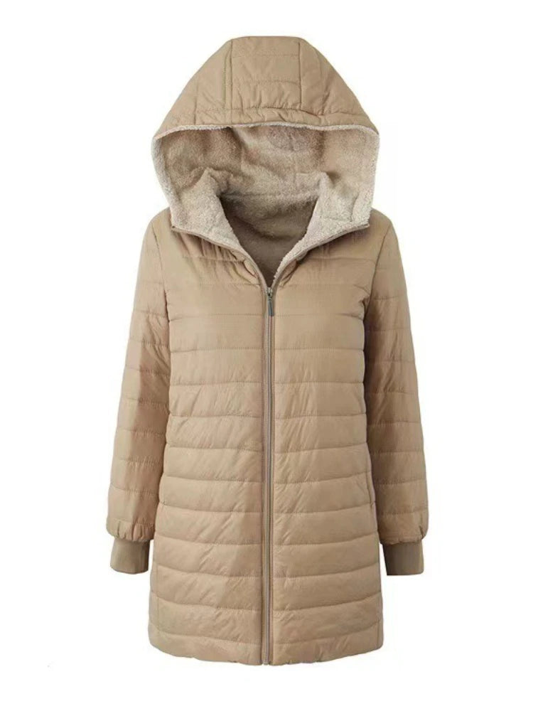 Nouveau en automne hiver manteau femme mode coréenne édition élégante à capuche droite Parkas chaud flanelle vestes pour femmes vêtements