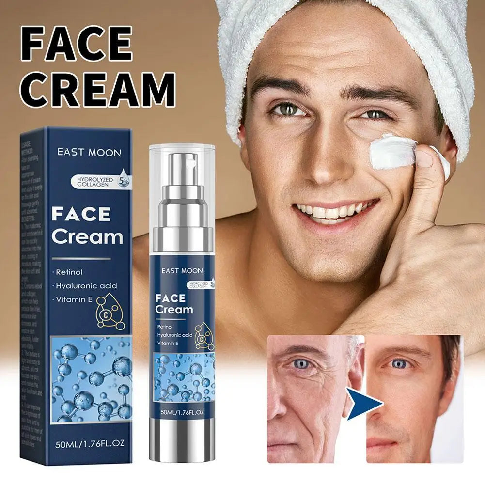 Crème hydratante pour le visage 6 en 1 pour hommes, 50ml, revitalisante, soins pour la peau, particules, avec collagène, Anti-vieillissement et rides