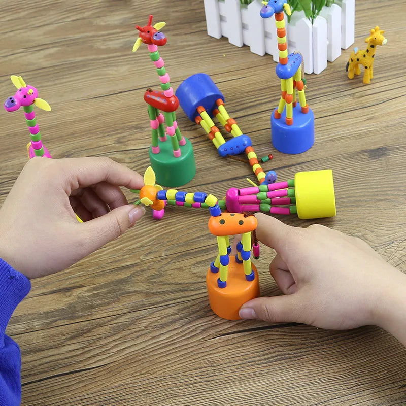 Jouets éducatifs Montessori en bois pour enfants, exercice d'apprentissage précoce, doigts de bébé, matériaux flexibles, jouet girafe, cadeaux
