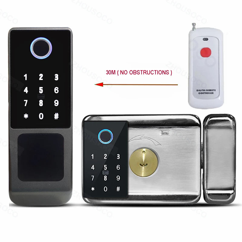 Serrure de porte intelligente électronique sans clé, serrure à empreintes digitales, étanche, Tuya, télécommande WiFi, Bluetooth, carte d'application TTLock, code numérique