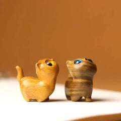 Cute handcrafted kitten figurine, miniature wooden cat, home decoration, cat event sculpture, souvenirs, home decor, ornament figurines