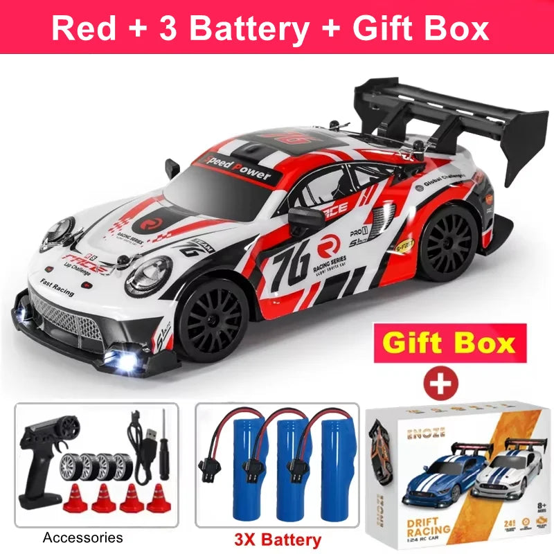 4WD RC Drift Car, High-Speed ​​Remote Control Racing Vehicle with LED Lights, 2.4GHz Radio, 4x4 Off-Road Truck, Children's Toy