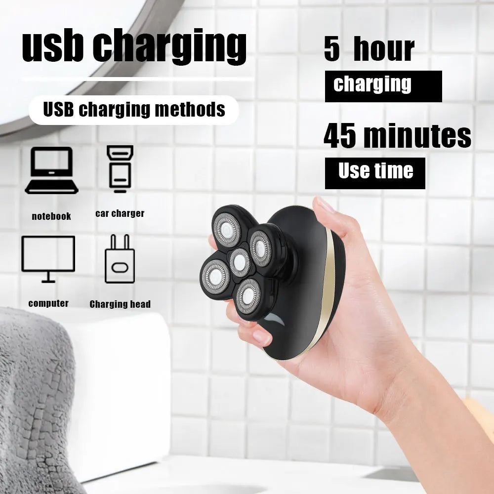 Rasoir électrique pour hommes tondeuse à cheveux tondeuse à barbe rasoir de tête chauve rasoir humide et sec ménage Rechargeable rasage de tête chauve