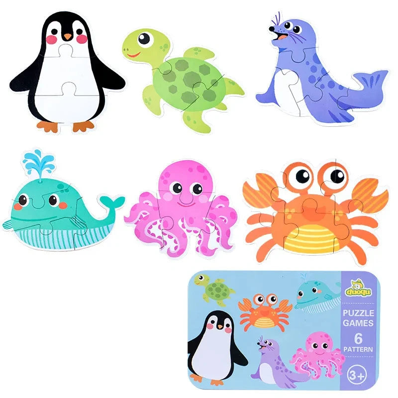 Puzzle en bois pour bébé jouets Montessori dos boîte en fer pour enfants de 2 3 et 4 ans
