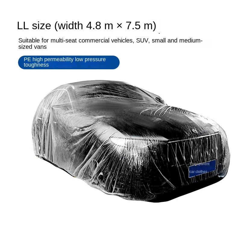 Housse de protection jetable pour vêtements de voiture, protection solaire GM, anti-pluie et anti-poussière, couverture complète simple en plastique transparent