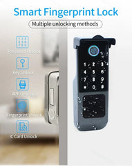 Serrure de porte intelligente électronique sans clé, serrure à empreintes digitales, étanche, Tuya, télécommande WiFi, Bluetooth, carte d'application TTLock, code numérique