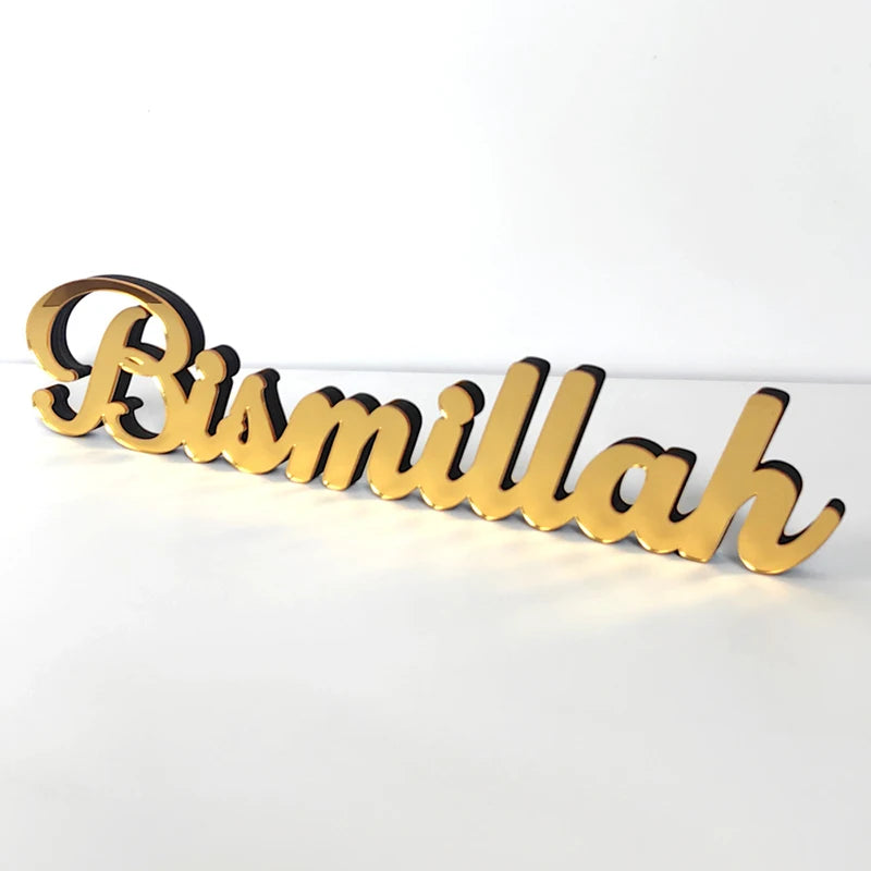 Ornement en bois acrylique pour Ramadan Bismillah, décoration de la maison Eid Mubarak, fournitures de fête musulmane islamique, Alhamdulillah Mashallah