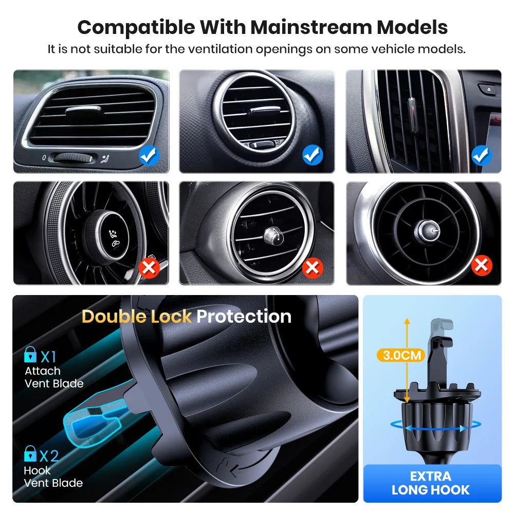 TOPK Support Téléphone Voiture,  Porte Téléphone Rotatif à 360 Degrés pour Grille D'aération de Voiture GPS pour Smartphone iPhone Android