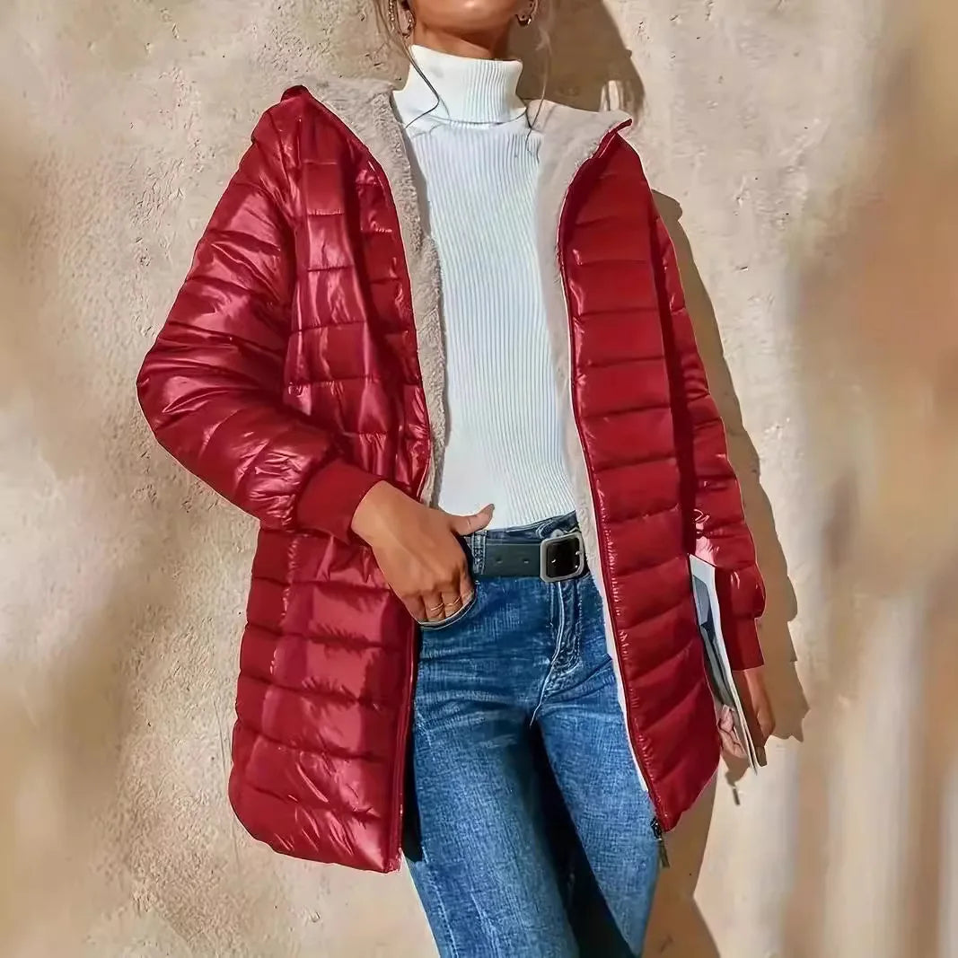 Veste longue à capuche pour femmes, coupe ample, manteau en coton doublé polaire, confortable, Style décontracté, mi-long, Parka, vêtements d'extérieur