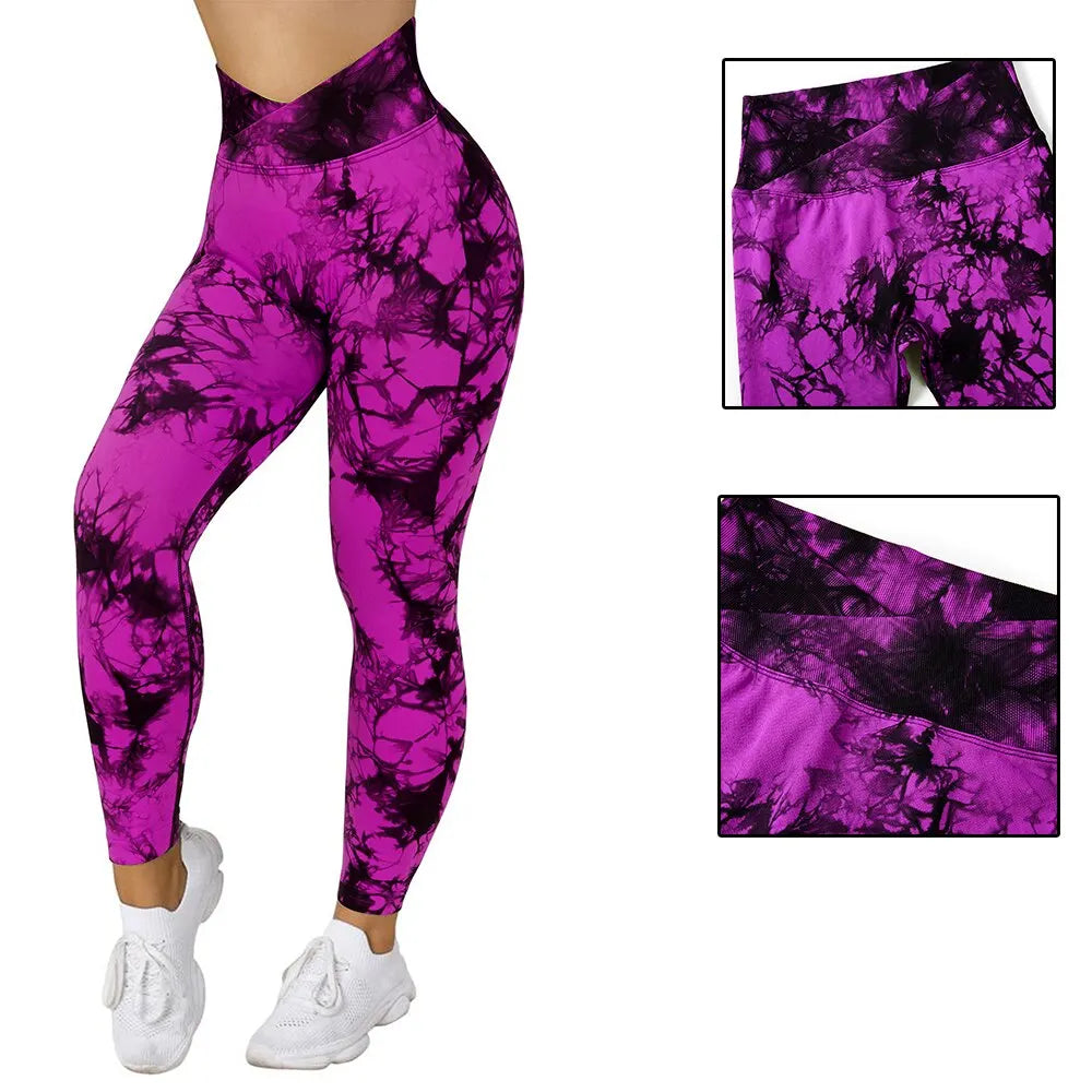 Aught Dye Women's Push-Up Fitness Leggings, Workout Sports Pants, Scrunch Butt Outfit, Seamless Gym Leggings