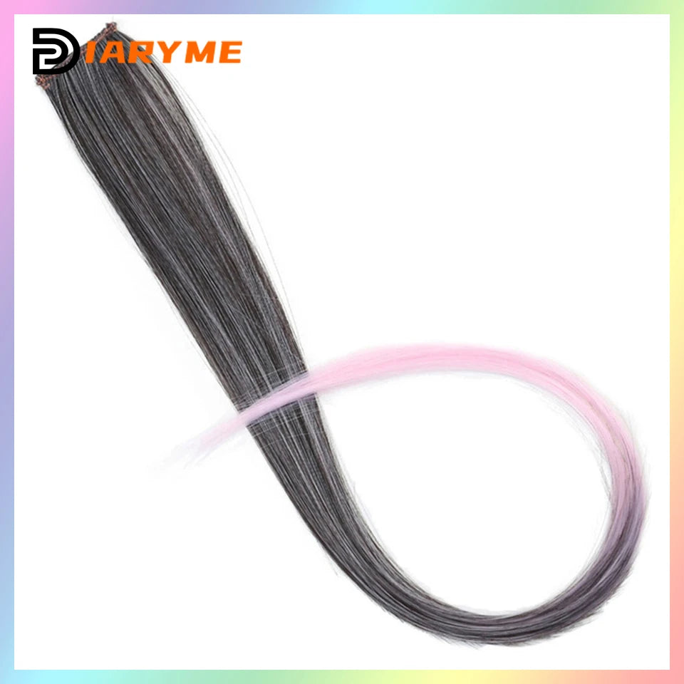 Colorful curly synthetic hair extensions for girls, long clip-in hairpiece, multicolored party strands, wig piece, for women and children