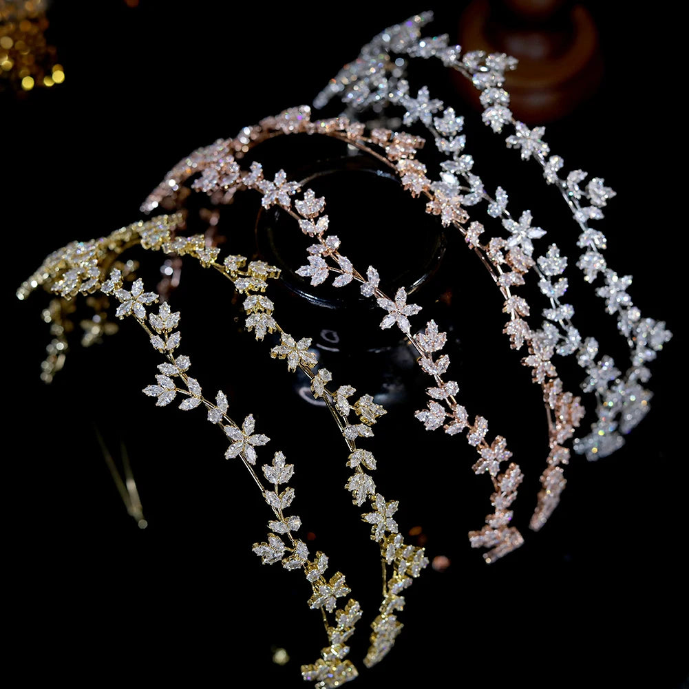 Diadème de mariage en cristal, bande de sauna du cuir chevelu, couronne CZ, accessoires pour cheveux, bijoux de demoiselle d'honneur, pièces de sauna pour femmes, 2024