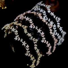 Diadème de mariage en cristal, bande de sauna du cuir chevelu, couronne CZ, accessoires pour cheveux, bijoux de demoiselle d'honneur, pièces de sauna pour femmes, 2024