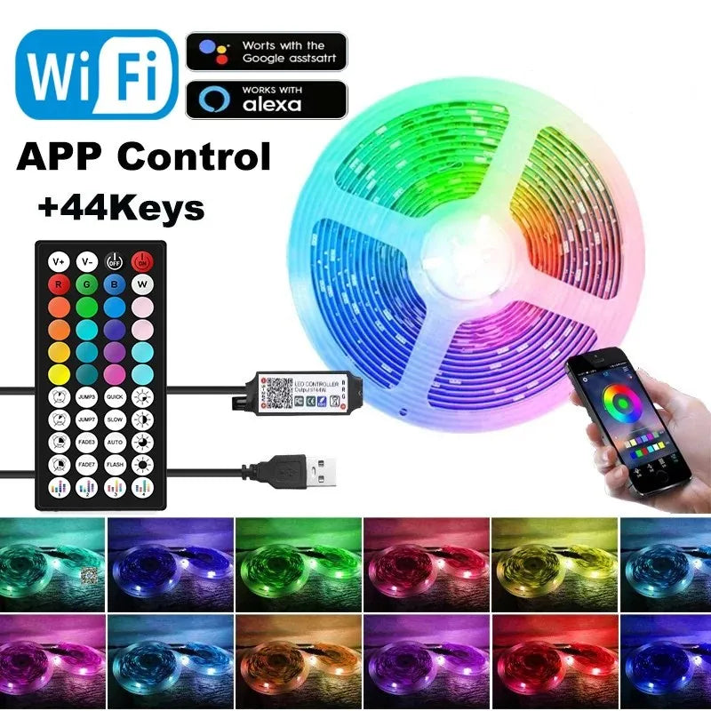 Bande lumineuse Led USB RGB, 5m, 10m, 20m, 30m, avec contrôle par application, ruban Flexible, pour la décoration de la pièce de la maison