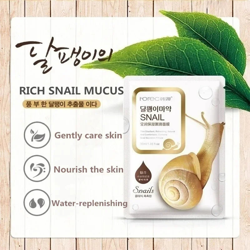 Masque Facial hydratant d'escargot, 10 pièces, réapprovisionnement, contrôle du sébum, feuille pour le visage tendre, soins pour la peau, cosmétiques coréens