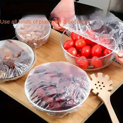 Couvercles de stockage des aliments élastiques réutilisables, transparents, 100 paquets, bol en plastique extensible, plaque d'étanchéité, non parfumé, Alternative parfaite
