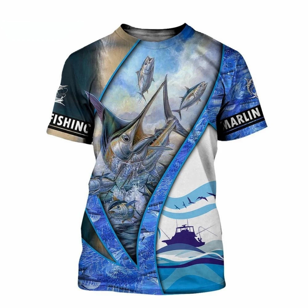 Camisas para hombre, camiseta gráfica con estpado de peces, camiseta de manga corta para hombre, camisetas con gráficos