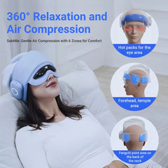 Head massager for fatigue relief, eye massager with heat, head and eye massage to relieve stress, Bluetooth compatible, ideal gifts