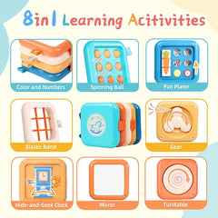 Planche occupée pour tout-petits, jouets sensoriels Montessori pour bébés, motricité Fine, avion de voyage, Cube d'activité, jouets cadeau pour garçons et filles