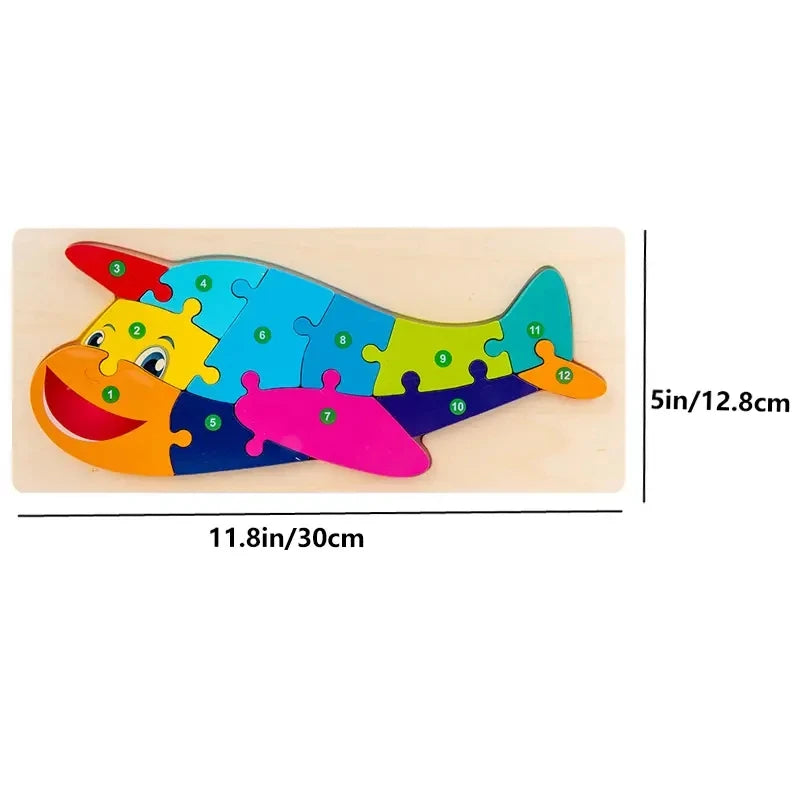 Puzzles en bois pour enfants, puzzle de chiffres, puzzles de dinosaures et animaux, trafic, jouets de puzzle de personnages pour garçon et fille, cadeau idéal, 1-6