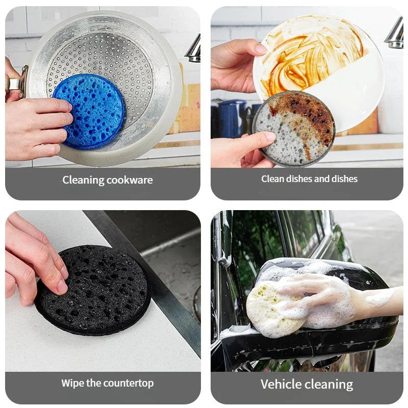 Éponge ronde à vaisselle de cuisine haute densité, douce et absorbante, pour nettoyer le Pot, tampon à récurer la rouille, pour enlever la éponge de nettoyage ménager