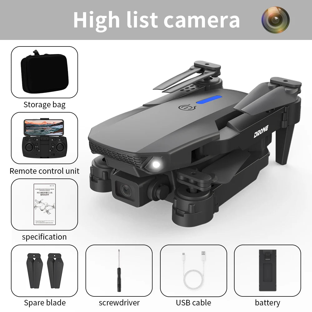 2025 E88 Pro Drone professionnel HD 4K RC avion double caméra localisation du flux optique RC quadrirotor avion hélicoptère garçon jouet