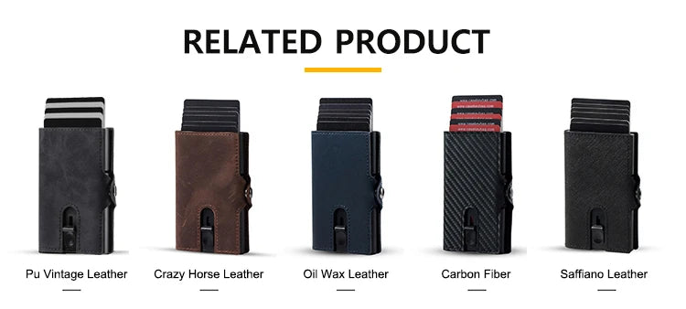 CASEKEY hommes portefeuilles véritable cuir de vache Pop Up affaires porte-carte de crédit RFID blocage mince intelligent portefeuille en Fiber de carbone avec poche