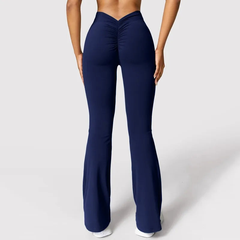 Pantalon évasé de Yoga Sexy pour femmes, taille haute, coupe en V, Push-Up, fesses, Fitness, ajustement confortable, Gym, course à pied, mode Slim