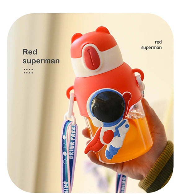 Tasse d'eau d'été Kawaii de 600ML pour enfants, tasse en paille antichute de grande valeur pour garçons et Cirls, bouilloire pour bébé aller à l'école
