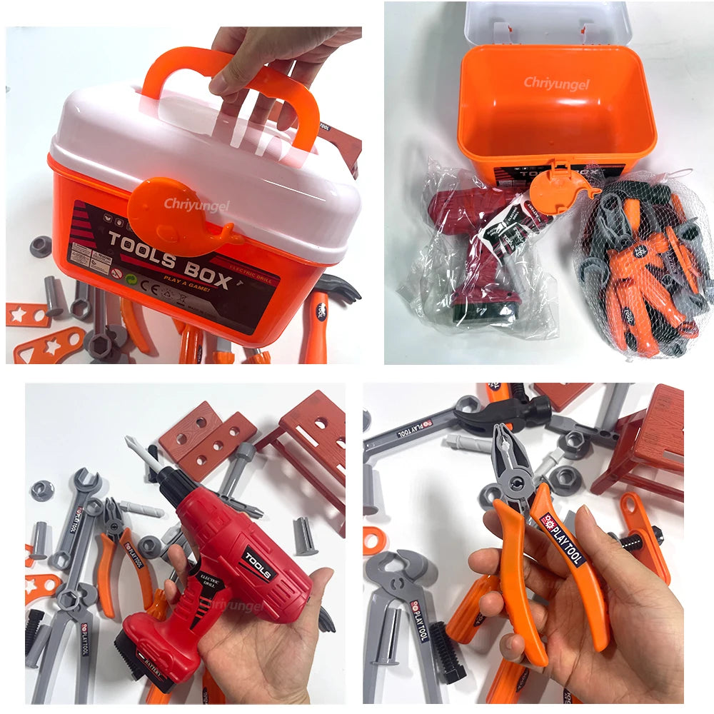 Ensemble d'outils pour enfants, jouets 38/41/42 pièces, Kit d'outils de Construction de réparation pour tout-petits, jouets éducatifs d'apprentissage, cadeau pour garçons et filles